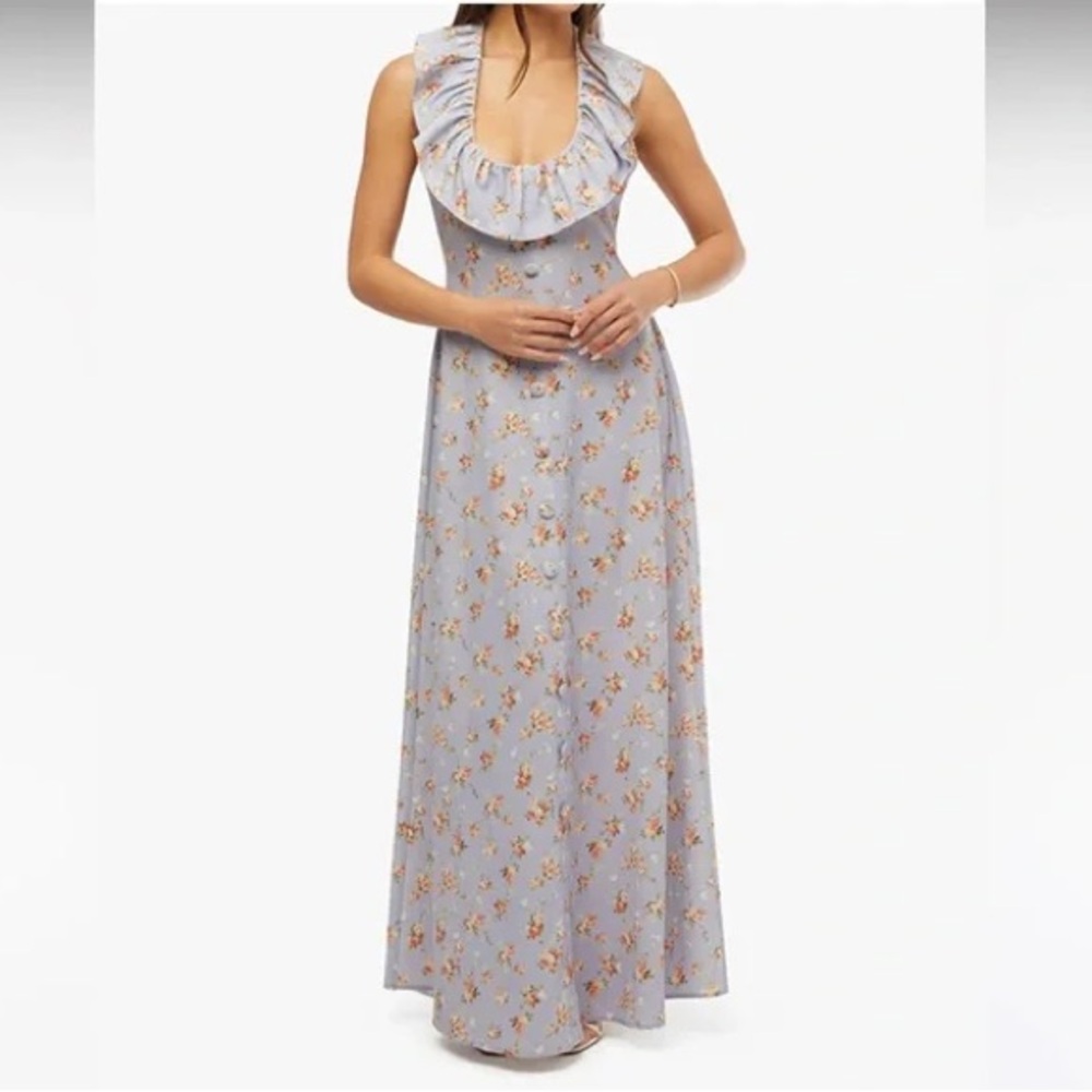 NWT WEWOREWHAT Roses Ruffle Halter Midi Dress fairy Cottagecore ethereal - Picture 2 of 9